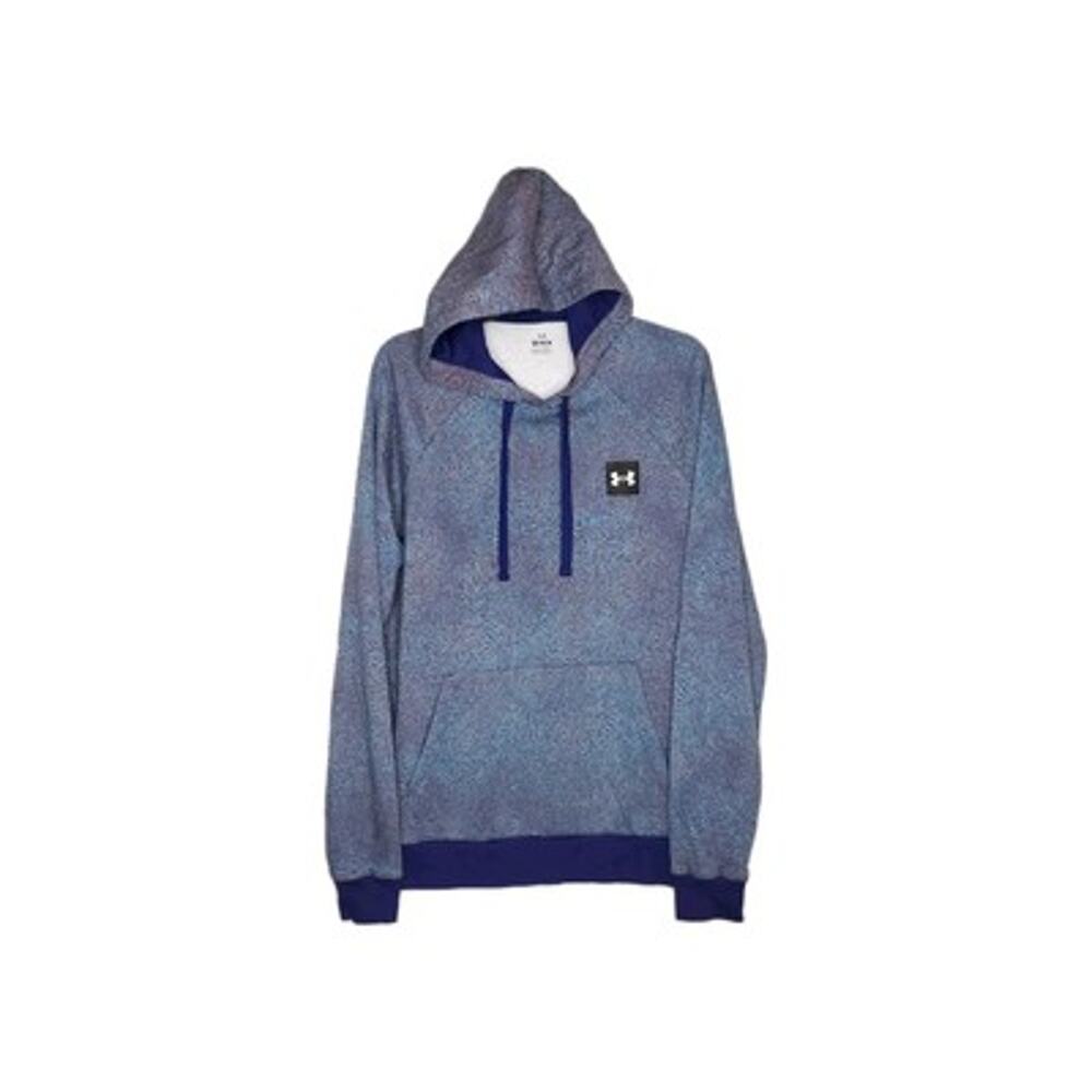Under Armour Mens SZ M Hoodie Sweater Rival Fleece Lined Purple Printed Hiking